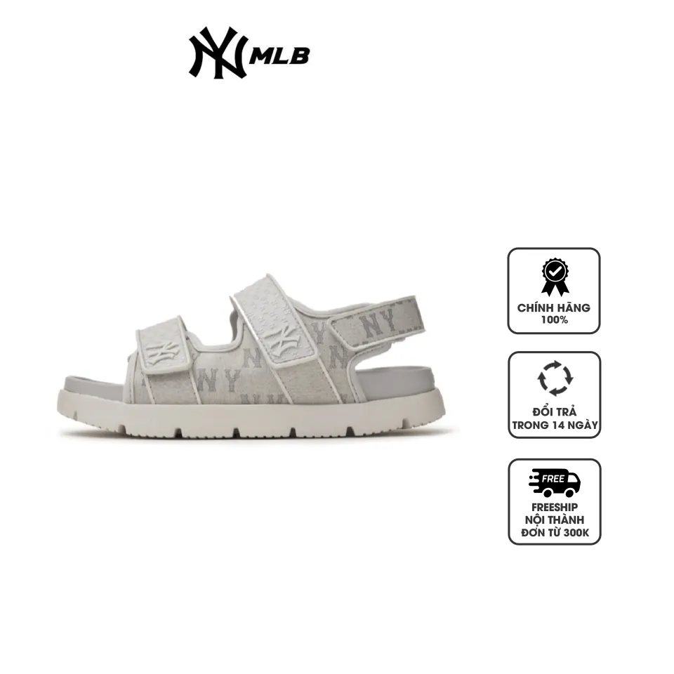 Dép Sandal MLB Liner Denim Monogram NY Yankees 3ASDTPD43-50GRS Grey, 36.5