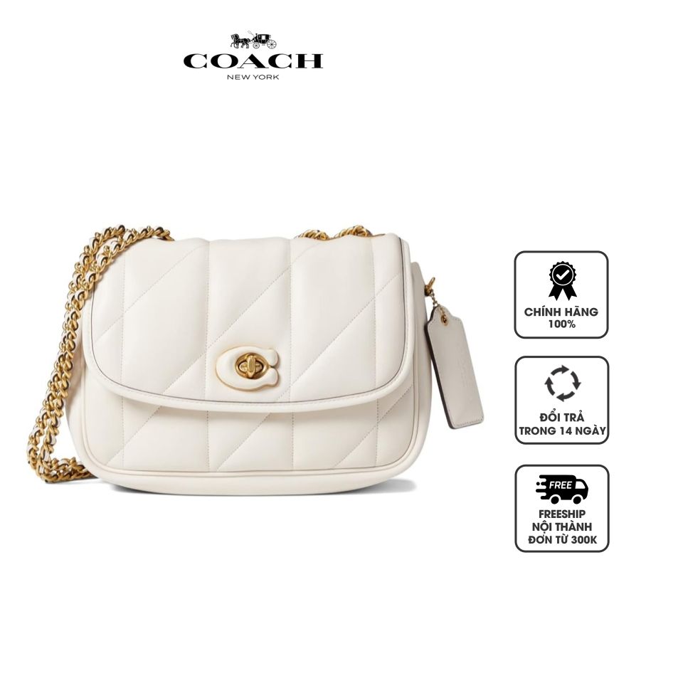 Túi đeo vai Coach Quilted Pillow Madison Shoulder Bag màu trắng