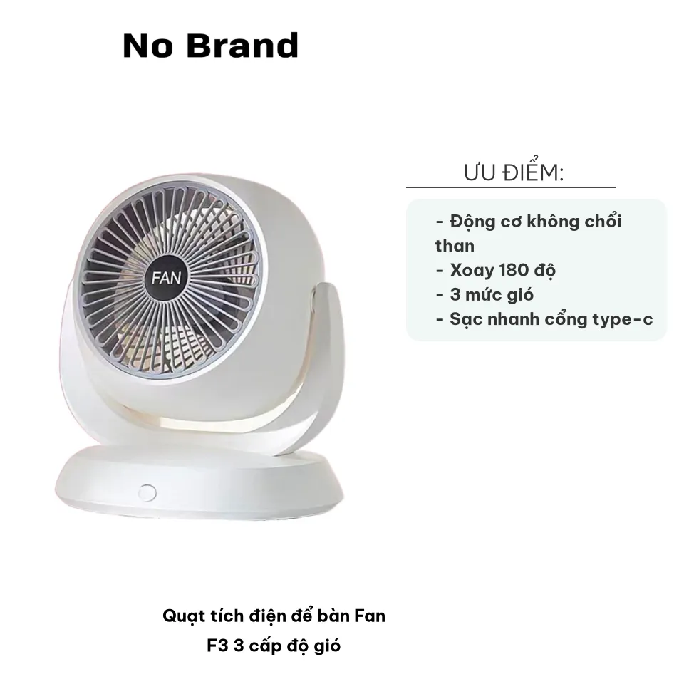 Quạt tích điện để bàn Fan F3 3 cấp độ gió