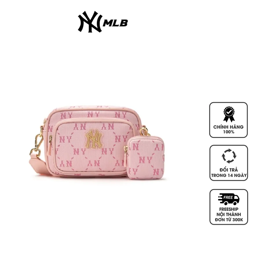 Túi MLB Diamond Monogram Camera Bag NY Yankees Pink 7ACRMDA4N-50PKL