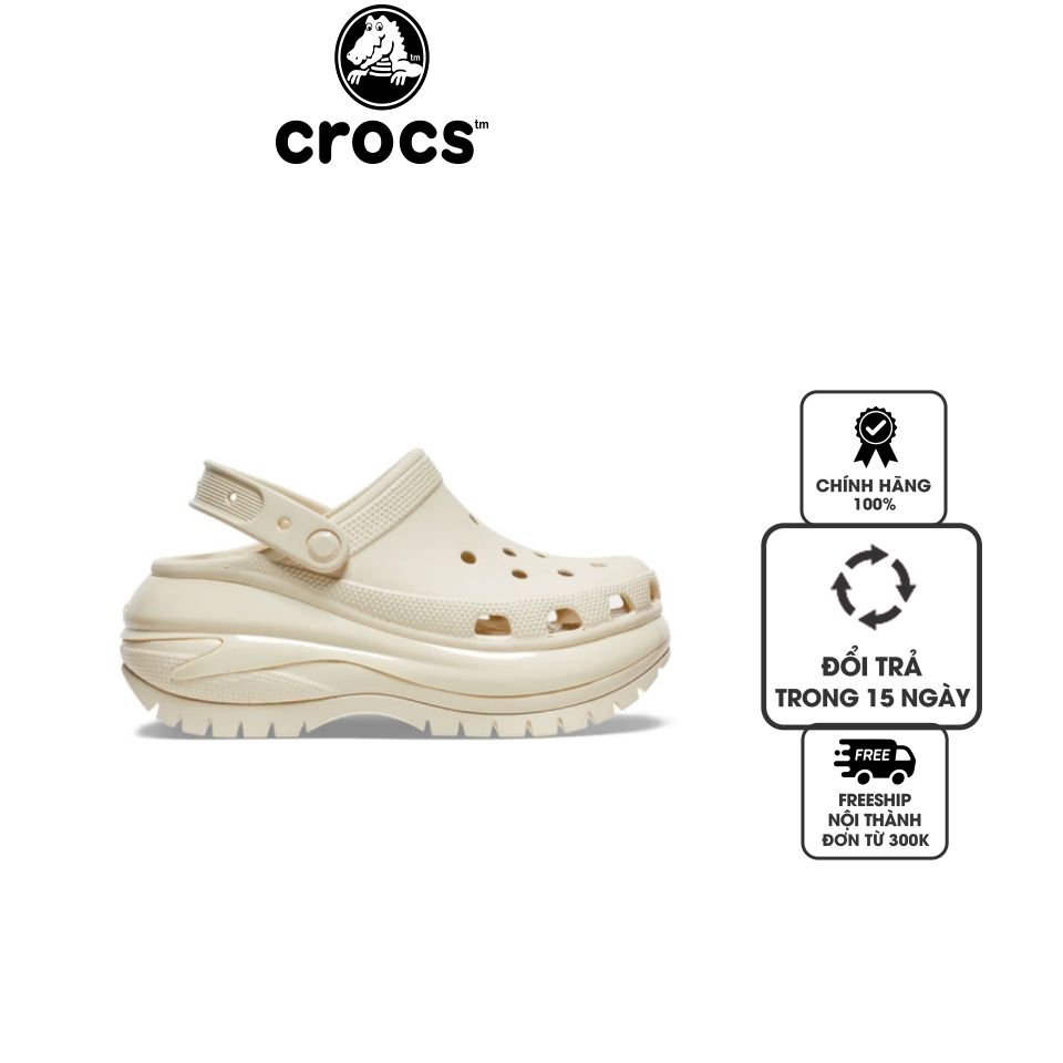 Dép sục unisex Crocs Mega Crush Classic 207988-2Y2 màu kem, 35