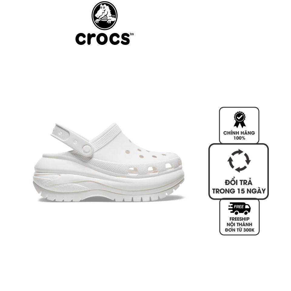 Dép sục unisex Crocs Mega Crush Classic 207988-100 màu trắng, 35