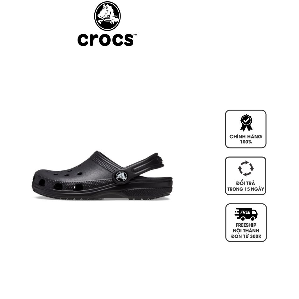 Dép sục Clog Trẻ Em Crocs Toddler Classic 206990-001 Màu Đen, 23