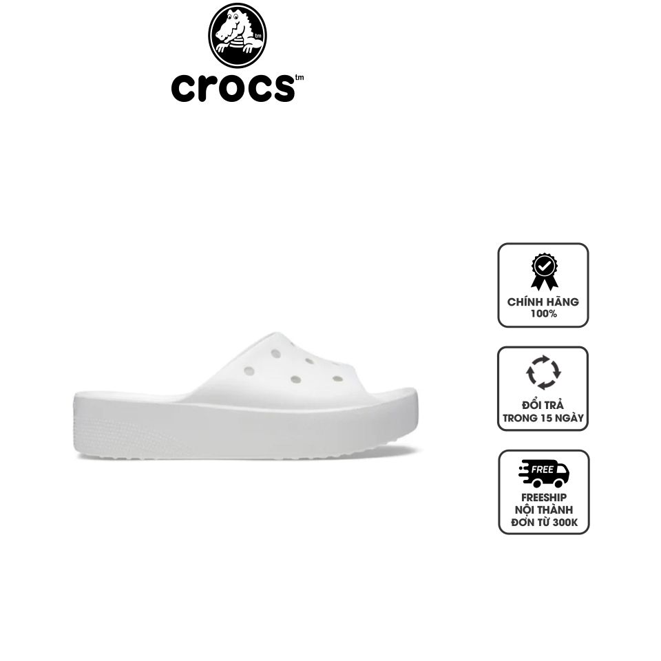 Dép nữ Crocs Classic Platform 208180-100 White, 40