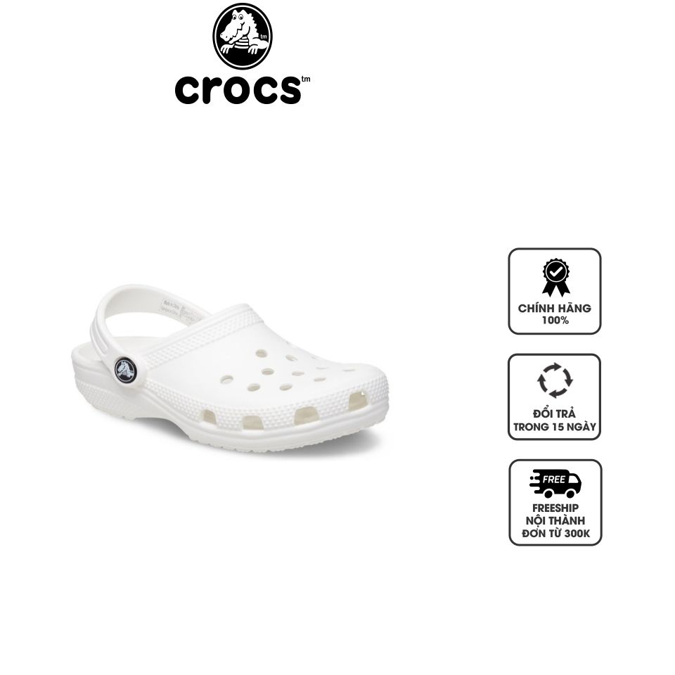 Dép sục Clog Trẻ Em Crocs Toddler Classic 206990-100 màu trắng, 23