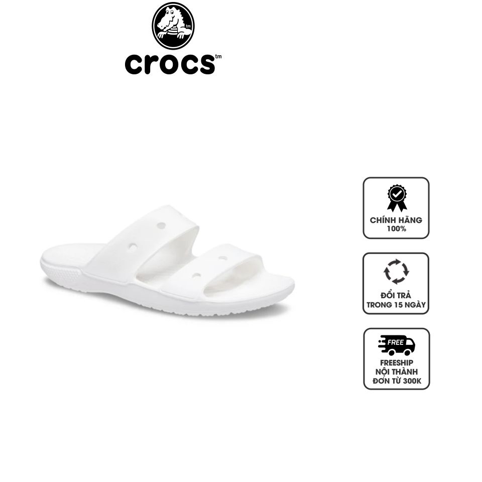 Dép sandal unisex Crocs Classic 206761-100 White màu trắng, 35