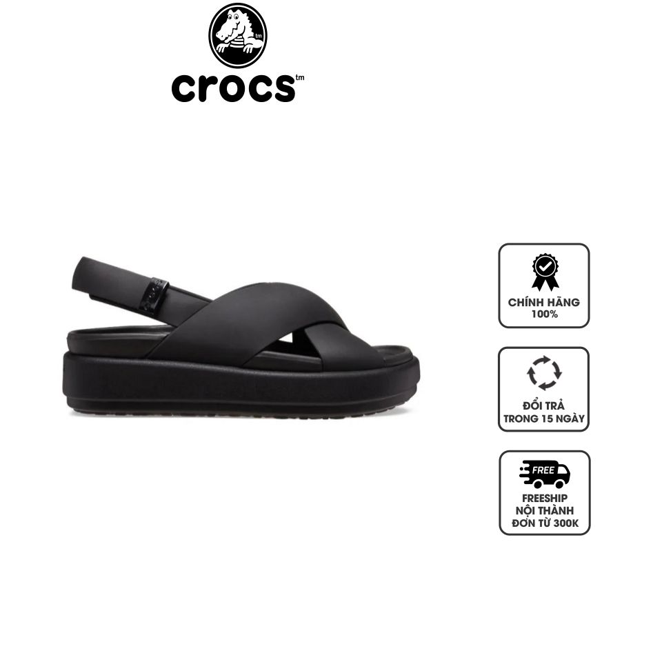 Sandal nữ Crocs Brooklyn Luxe Cross Strap 209407-060 Black, 35