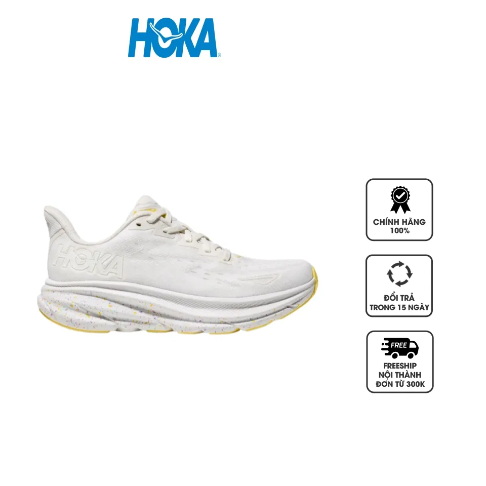 Giày chạy bộ nữ Hoka Clifton 9 1127896 White/Lemonade Regular, 36