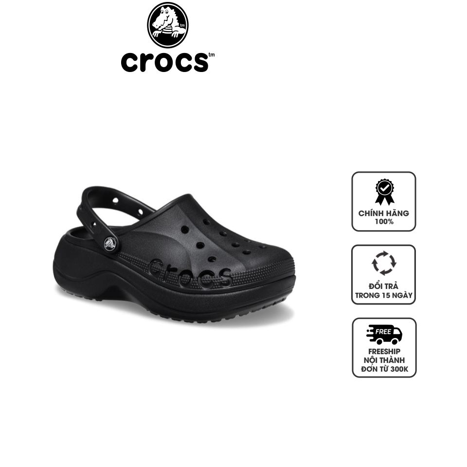 Giày Clog nữ Crocs Baya Platform 208186-001 Black, 35