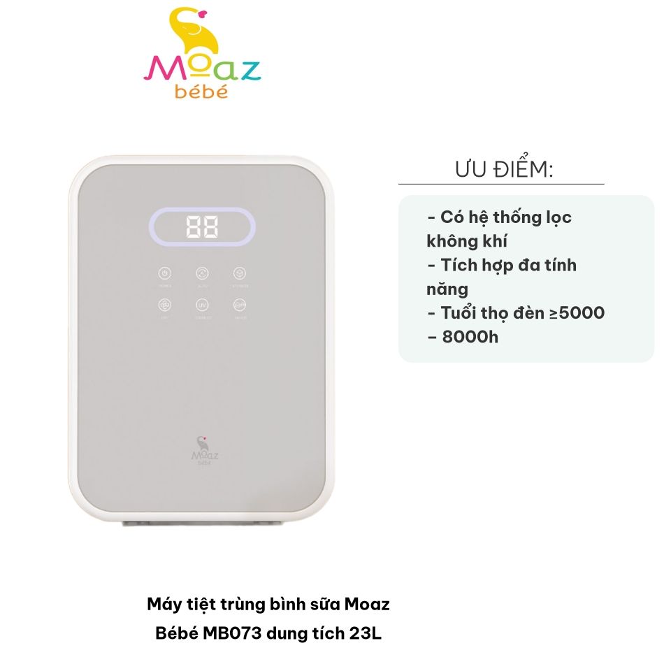 Máy Tiệt Trùng Bình Sữa Moaz Bébé MB073 23L - Công Nghệ UVC và NANOE Diệt Khuẩn Hiệu Quả, Đồ Dùng An Toàn Cho Bé