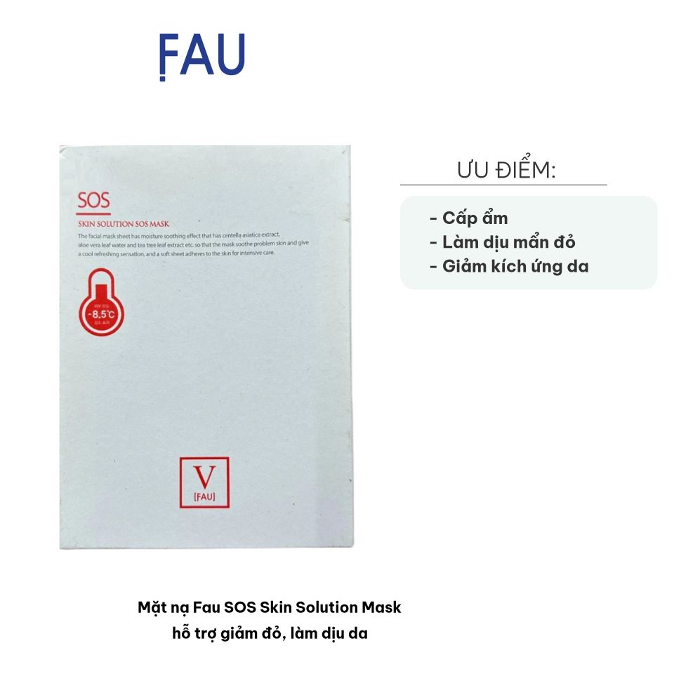 Mặt nạ Fau SOS Skin Solution Mask - Hộp 10 miếng Giảm Đỏ, Làm Dịu Da Kích Ứng, Cấp Ẩm và Phục Hồi Da Hàn Quốc