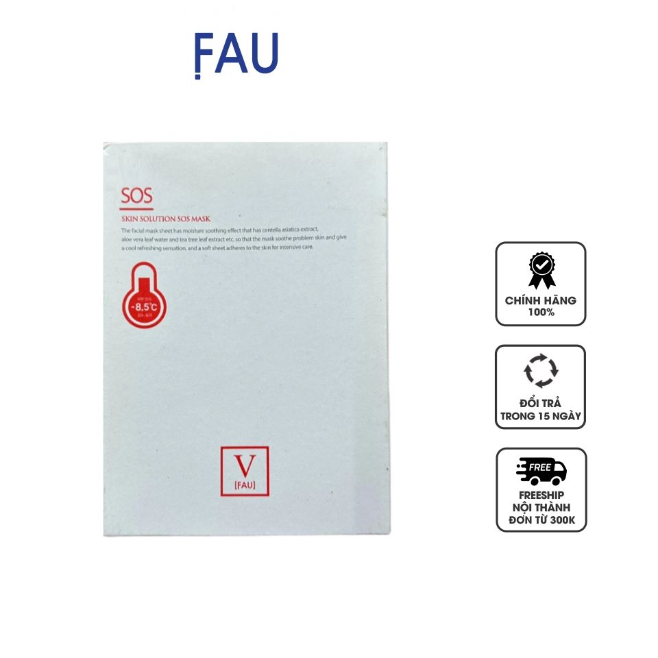 Mặt nạ Fau SOS Skin Solution Mask - Hộp 10 miếng Giảm Đỏ, Làm Dịu Da Kích Ứng, Cấp Ẩm và Phục Hồi Da Hàn Quốc