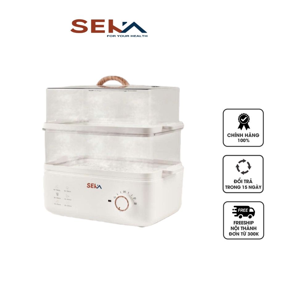 Nồi hấp điện 2 tầng đa năng SEKA - Thiết kế hiện đại 10L, hấp bánh, gà, rau củ, tiết kiệm thời gian và vẫn giữ độ tươi ngon.