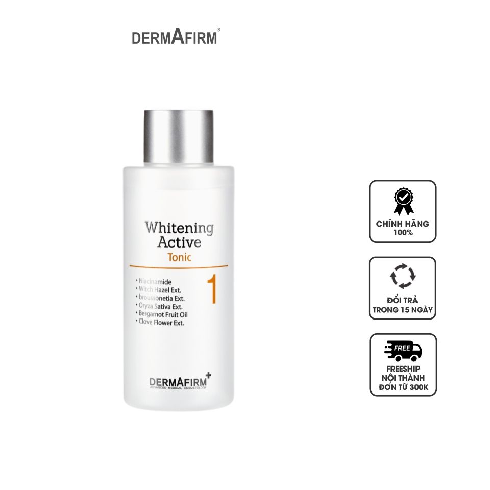 Nước Cân Bằng Dermafirm Whitening Active Tonic 200ml - Dưỡng Sáng Da, Cấp Ẩm, Giúp Da Đều Màu, Chống Nám, Tàn Nhang