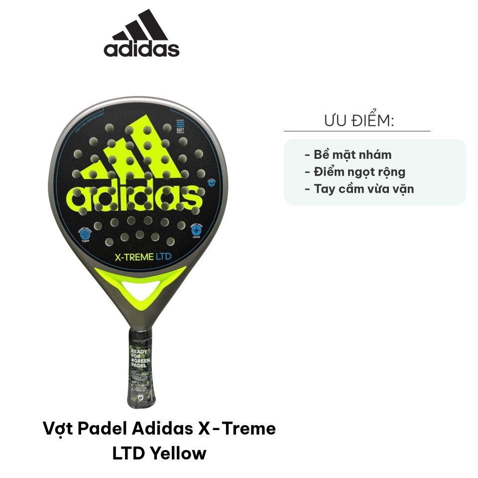 Vợt Padel Adidas X-Treme LTD Yellow - Vợt Chơi Padel Trung Cấp với Thiết Kế Hiện Đại, Bề Mặt Nhám và Điểm Ngọt Rộng