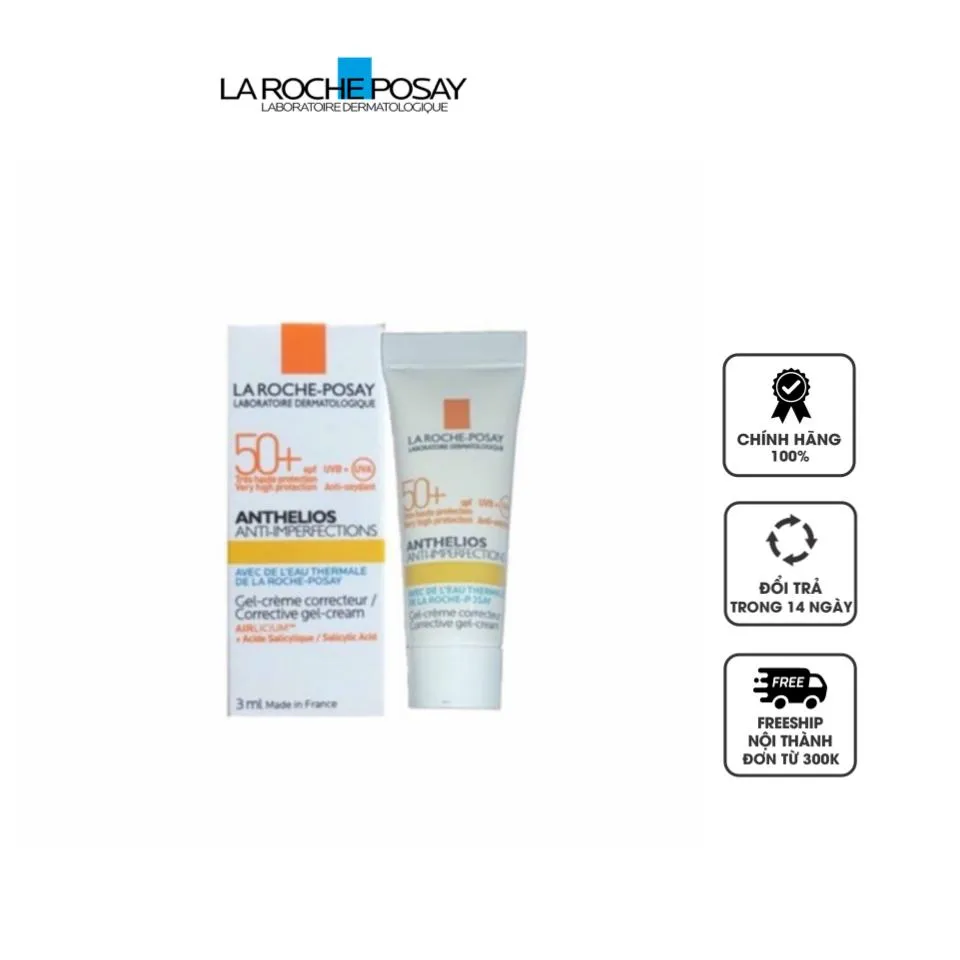 Kem Chống Nắng La Roche-Posay Anthelios Anti-Imperfections Corrective SPF50+, 3 tuýp x 3ml