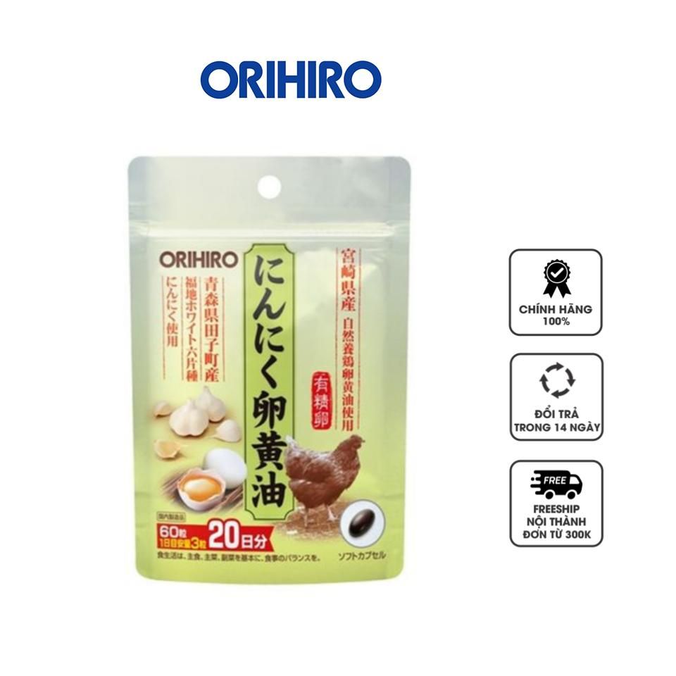 Viên uống Orihiro tỏi lòng đỏ trứng gà không mùi 60 viên - Tăng cường sức khỏe, hỗ trợ miễn dịch và cải thiện sức bền cơ thể