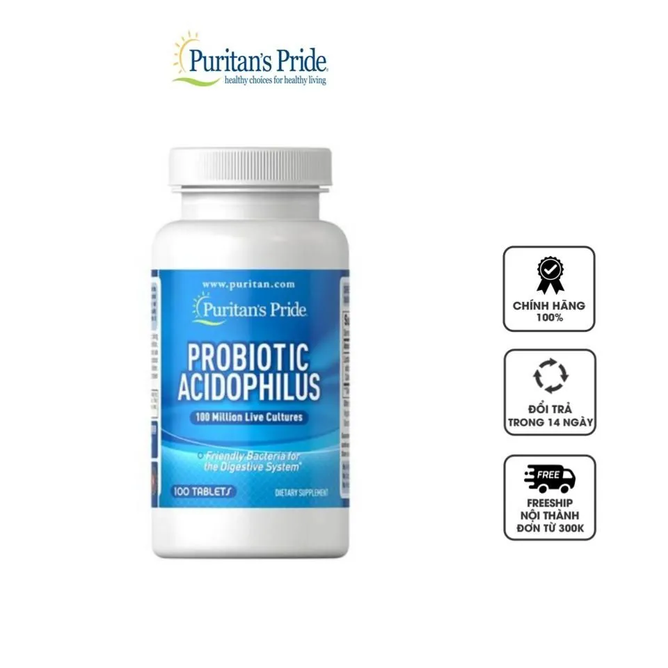 Men vi sinh Probiotic Acidophilus Puritan's Pride, 100 viên