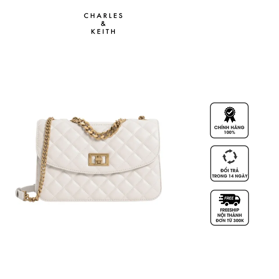 Túi đeo chéo Charles & Keith Quilted Clutch CK2-70701136-2 Ivory