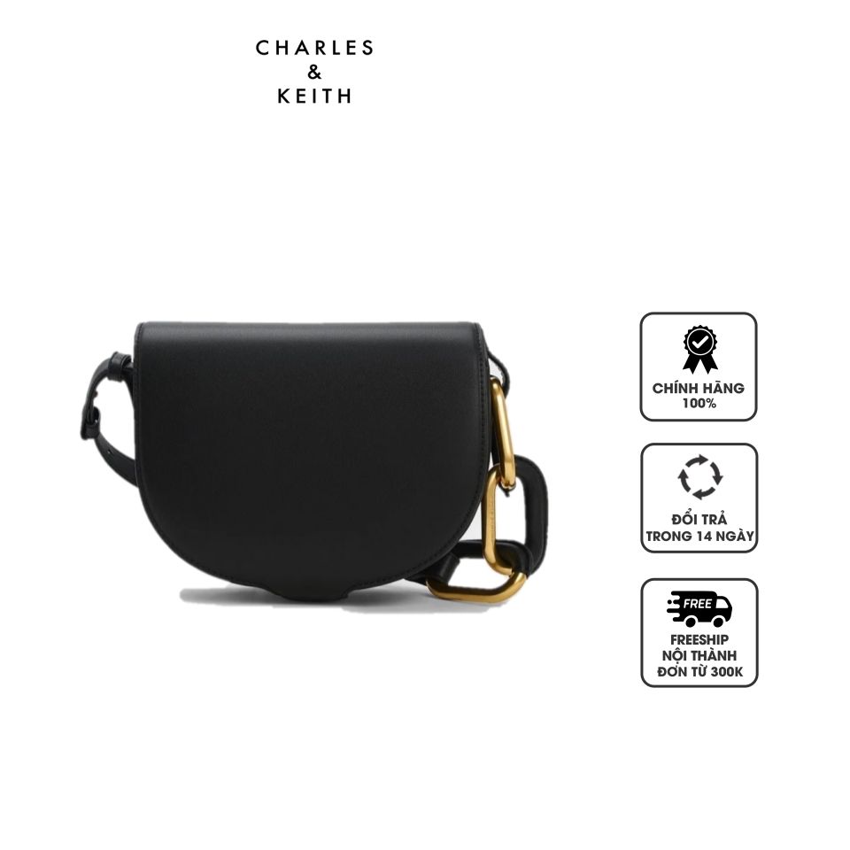 Túi Charles & Keith Kora Saddle Crossbody Bag CK2-80781746-1 Black