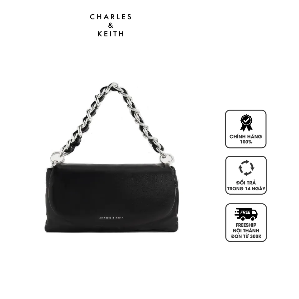 Túi Charles & Keith Bea Braided Chain Handle Bag CK2-50270833 Black