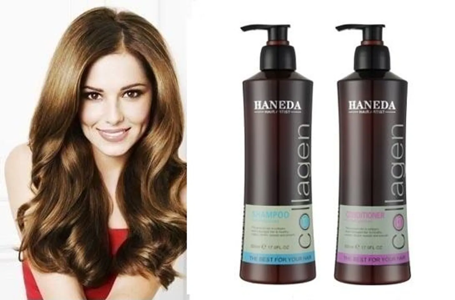 Cặp dầu gội xả Collagen Haneda 500ml cho tóc hư tổn nặng
