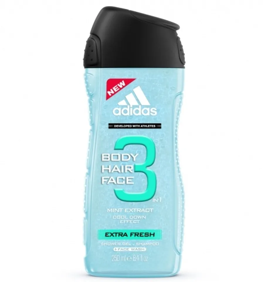 Sữa tắm gội nam Adidas Extra Fresh 3 trong 1, 250ml