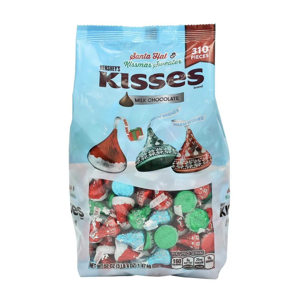 Kẹo Socola Hershey's Kisses milk Santa Hạt Mỹ 1.47kg