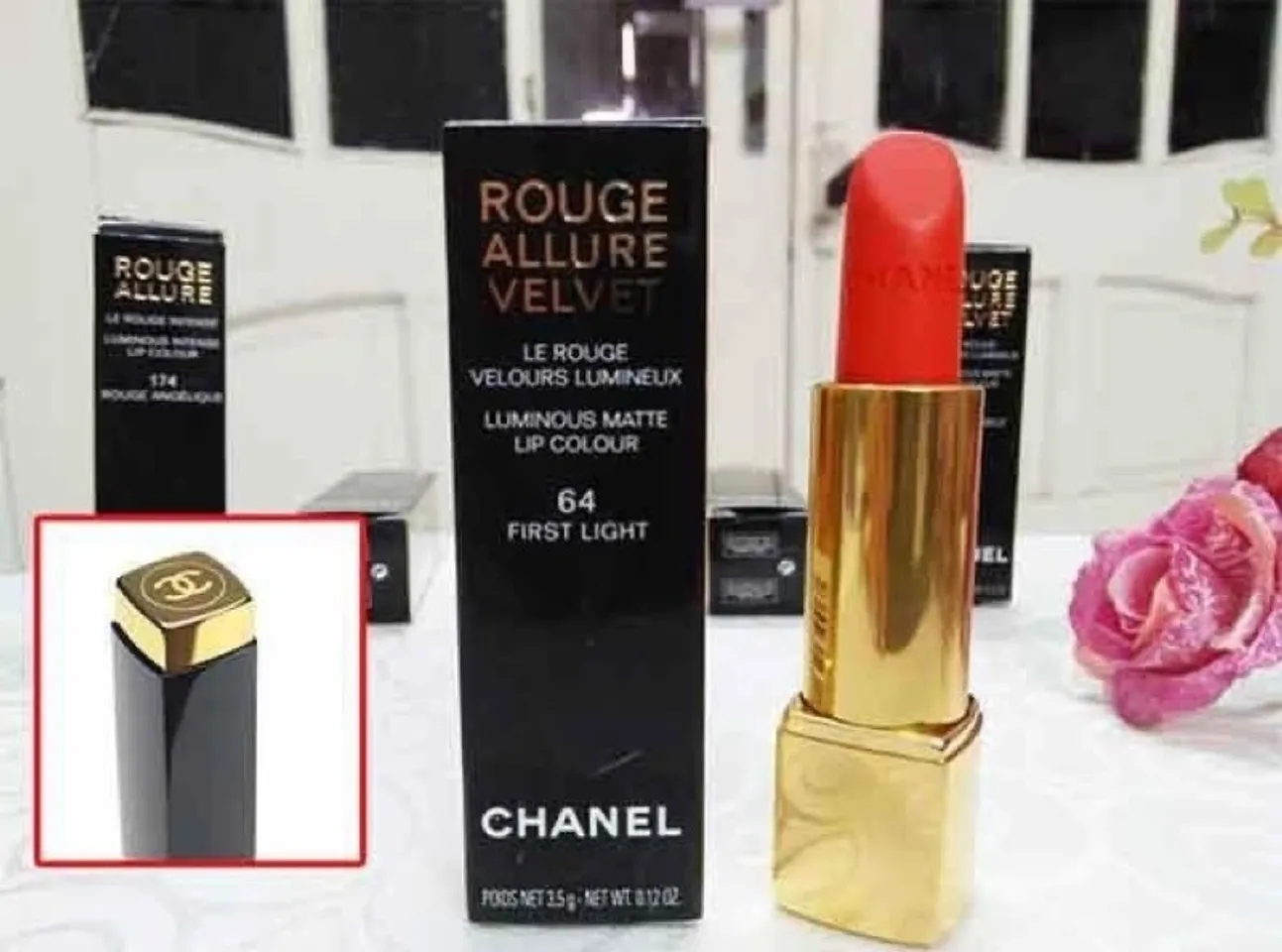 Son Chanel Rouge Allure Velvet Luminous Matte  64 First Light  Mỹ phẩm  hàng hiệu cao cấp USA UK  Ali Son Mac