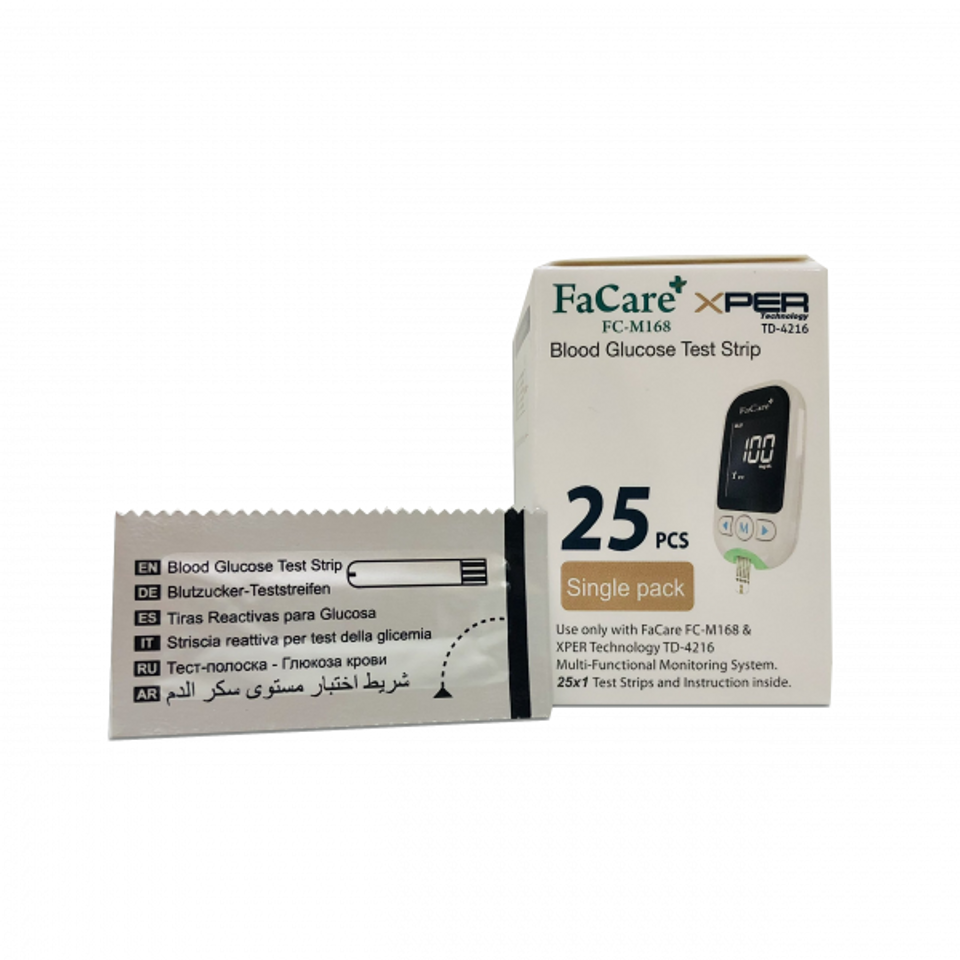 Hộp 25 Que Thử Đường Huyết Glucose Facare FC-M168 - Thiết Bị Chăm Sóc Sức Khỏe Chính Xác Và Nhanh Chóng