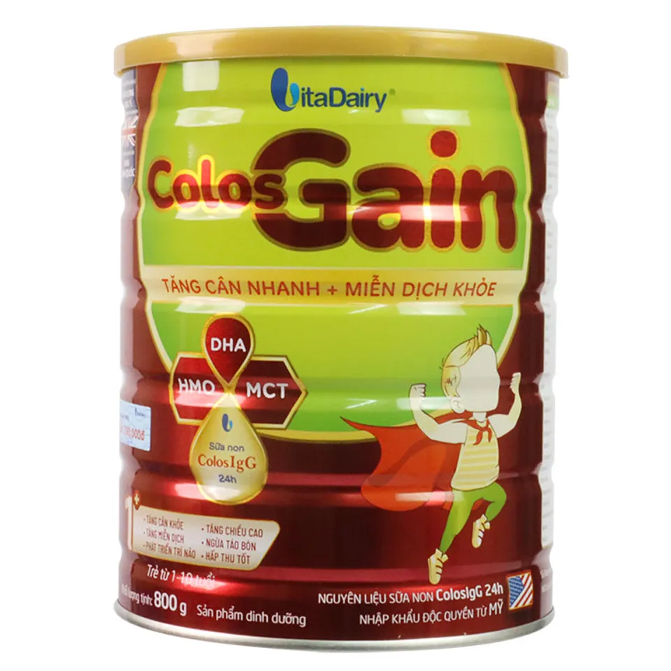Sữa bột dinh dưỡng Colos Gain tăng cân cho bé từ 1-10 tuổi