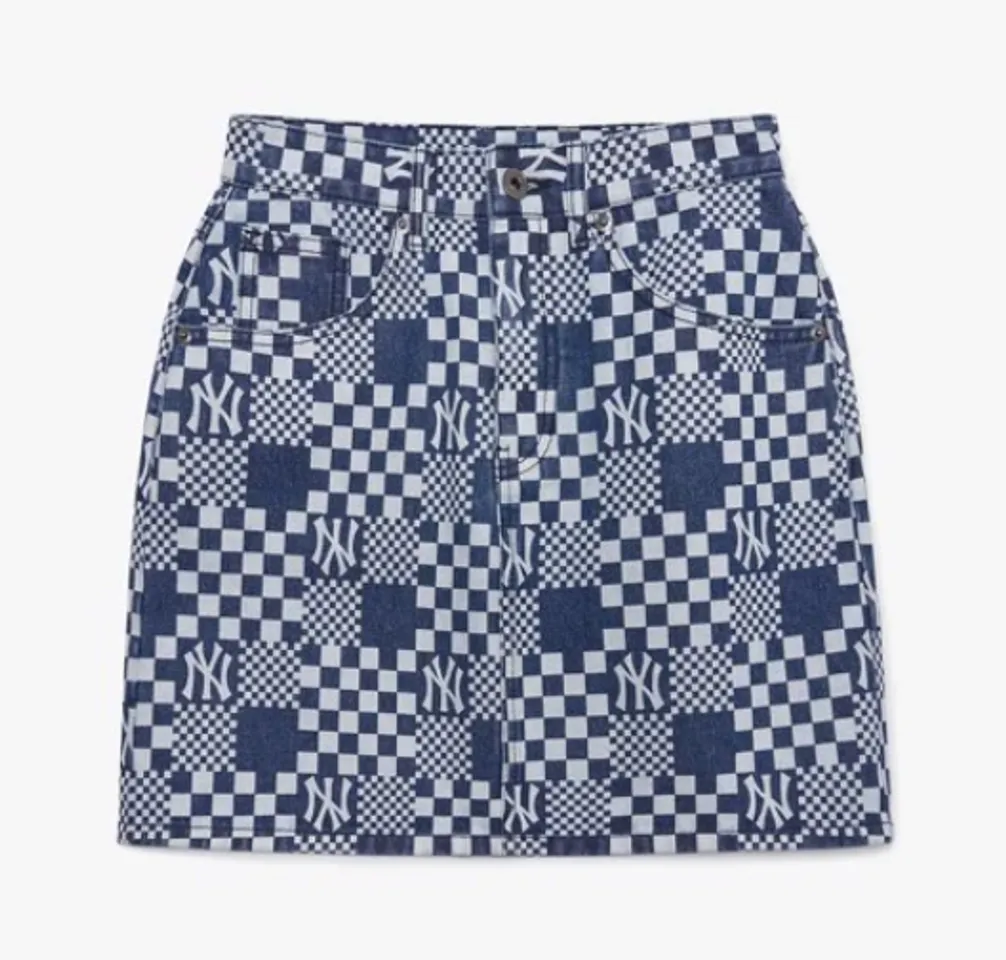 Chân váy denim chữ A MLB Checkerboard 3FDSM0223-50BLS, XS