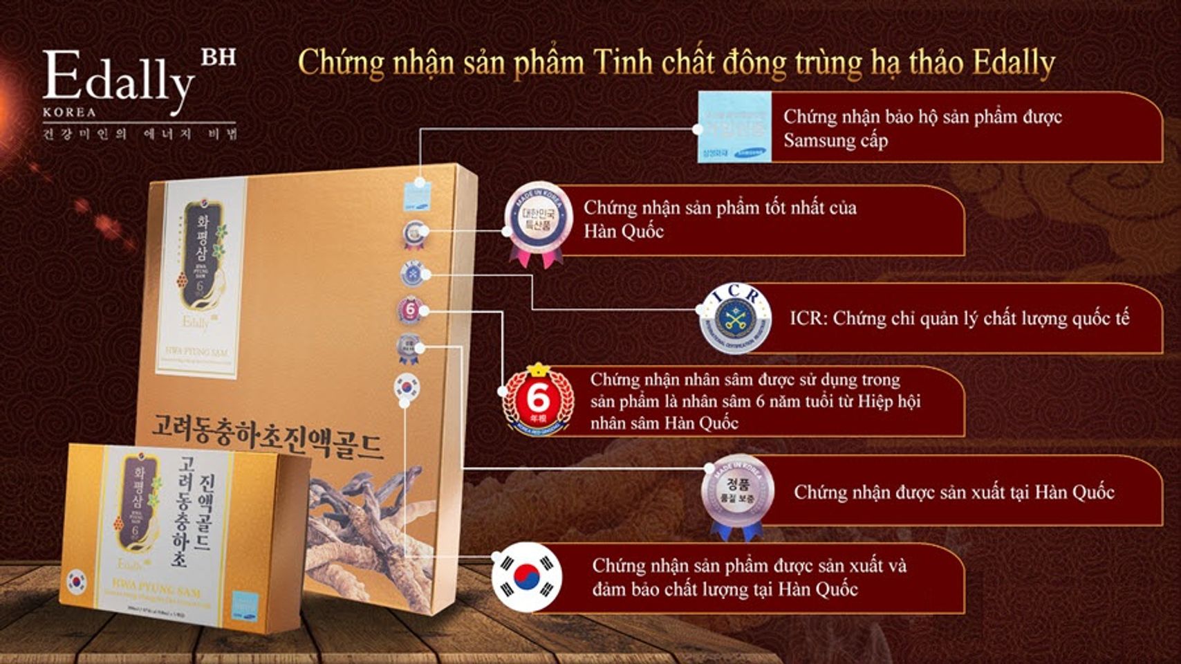 Tinh Chất Đông Trùng Hạ Thảo Edally Hwa Pyung Sam 60ml - Bổ Thận, Tốt Gan, Cải Thiện Sức Khỏe, Giúp Đẹp Da và Tóc