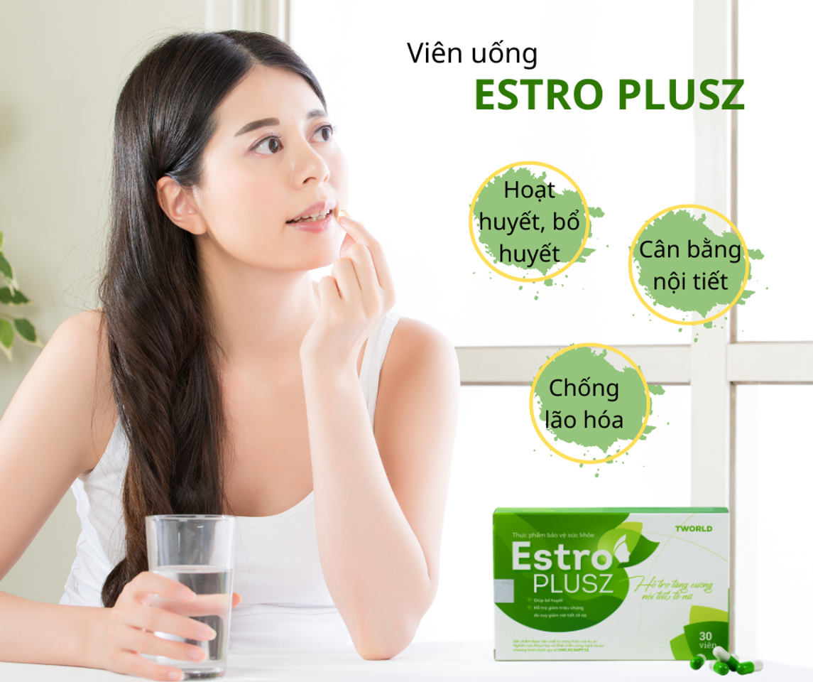 Viên Uống Estro Plusz - Hỗ Trợ Tăng Cường Nội Tiết Tố Nữ, Cân Bằng Kinh Nguyệt, Giảm Đau Bụng Kinh, Bổ Dưỡng Da Sáng Mịn