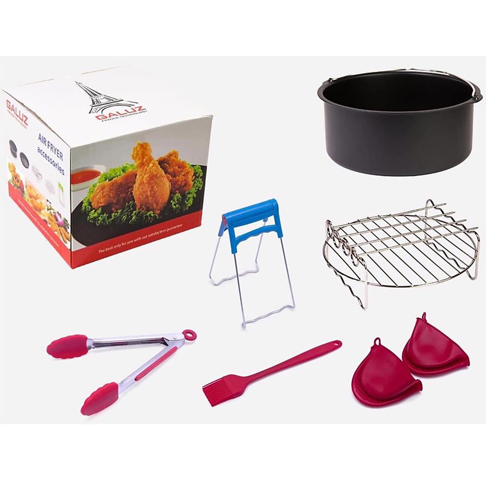 Bộ 7 Món Dụng Cụ Phụ Kiện Nồi Chiên Không Dầu Galuz - Dụng Cụ Nấu Ăn Tiện Ích, Nướng Thịt, Cá, Bánh, Công Nghệ Hiện Đại