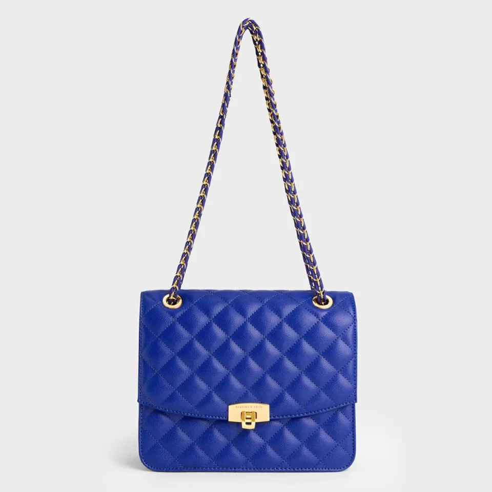 Túi Charles & Keith Quilted Chain Strap Clutch CK2-70781858-5 Cobalt
