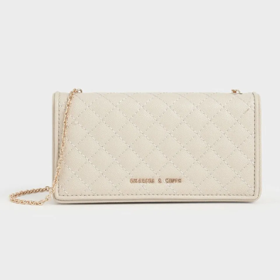 Túi Charles & Keith Quilted Pouch CK6-30680914 Cream
