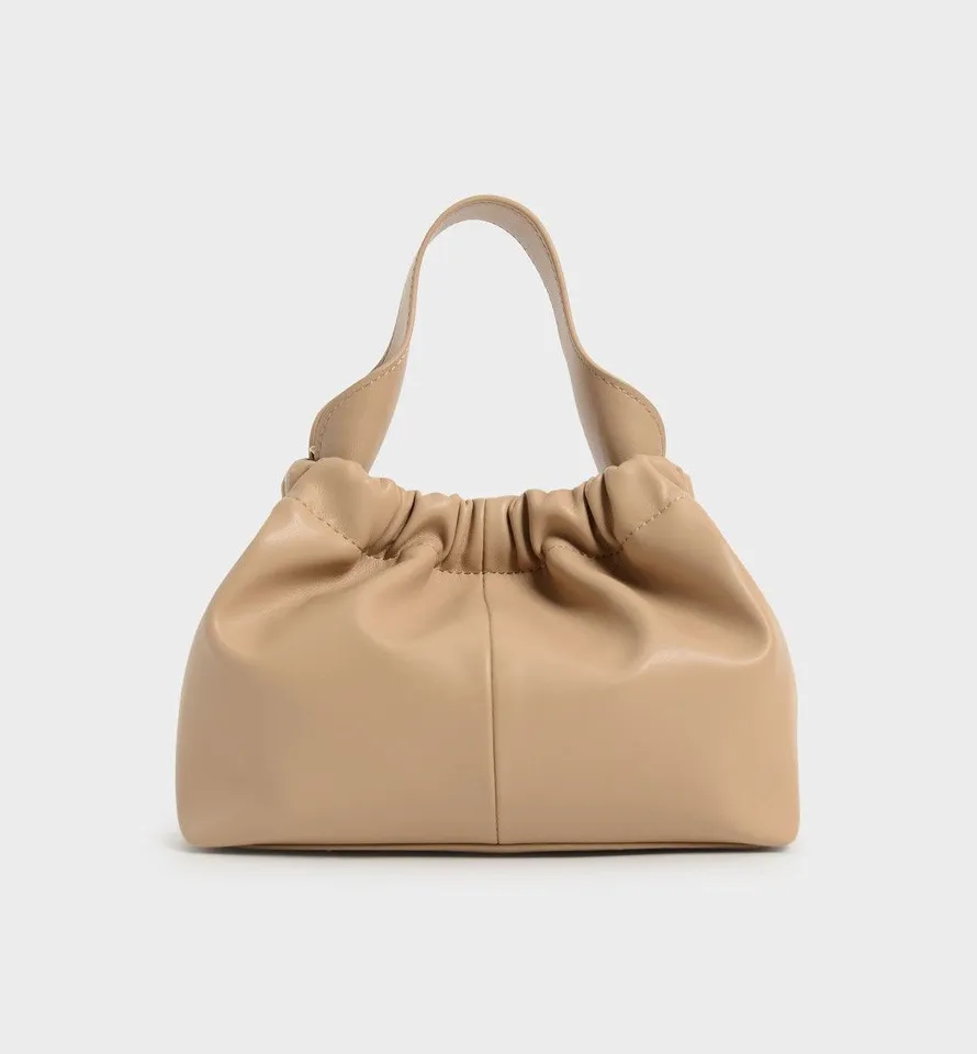 Túi Charles & Keith Ruched Slouchy Bucket Bag CK2-10151077 Beige