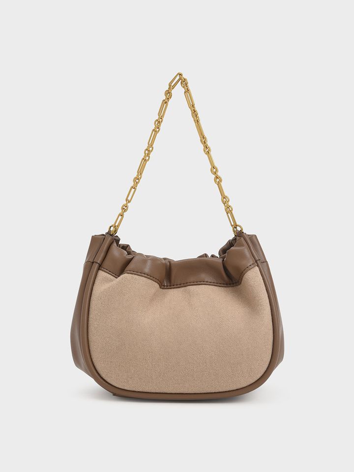 Túi Charles & Keith Solange Double Chain Handle Slouchy Brown