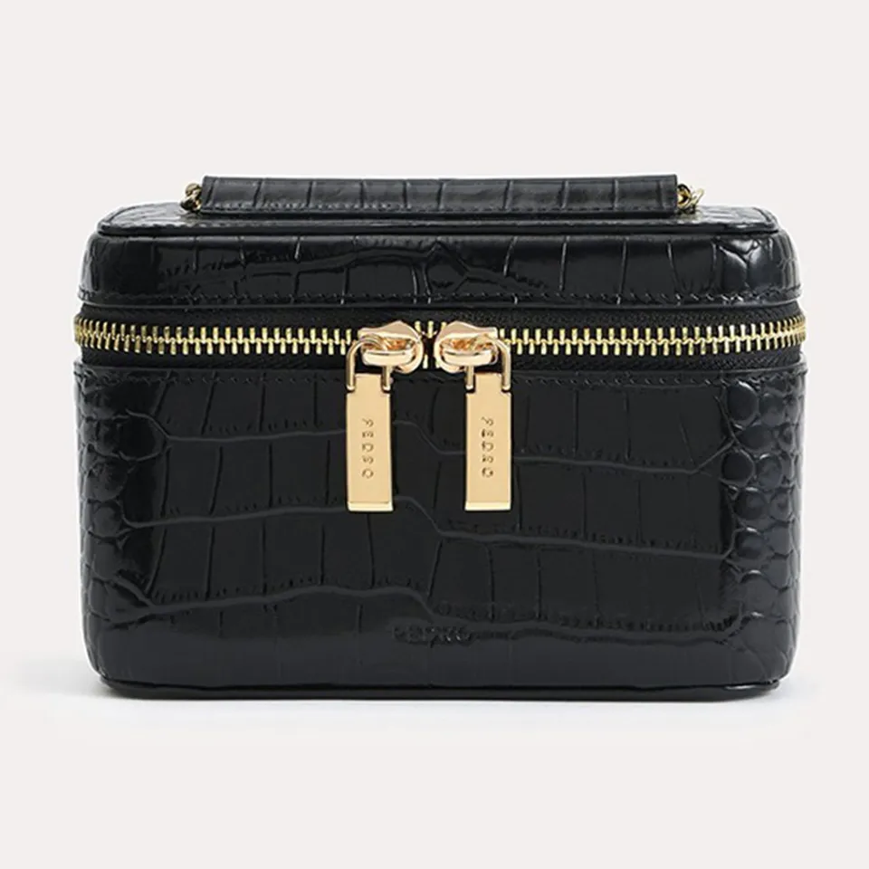 Túi đeo chéo Pedro Textured Leather Vanity Case PW4-65940023 màu đen