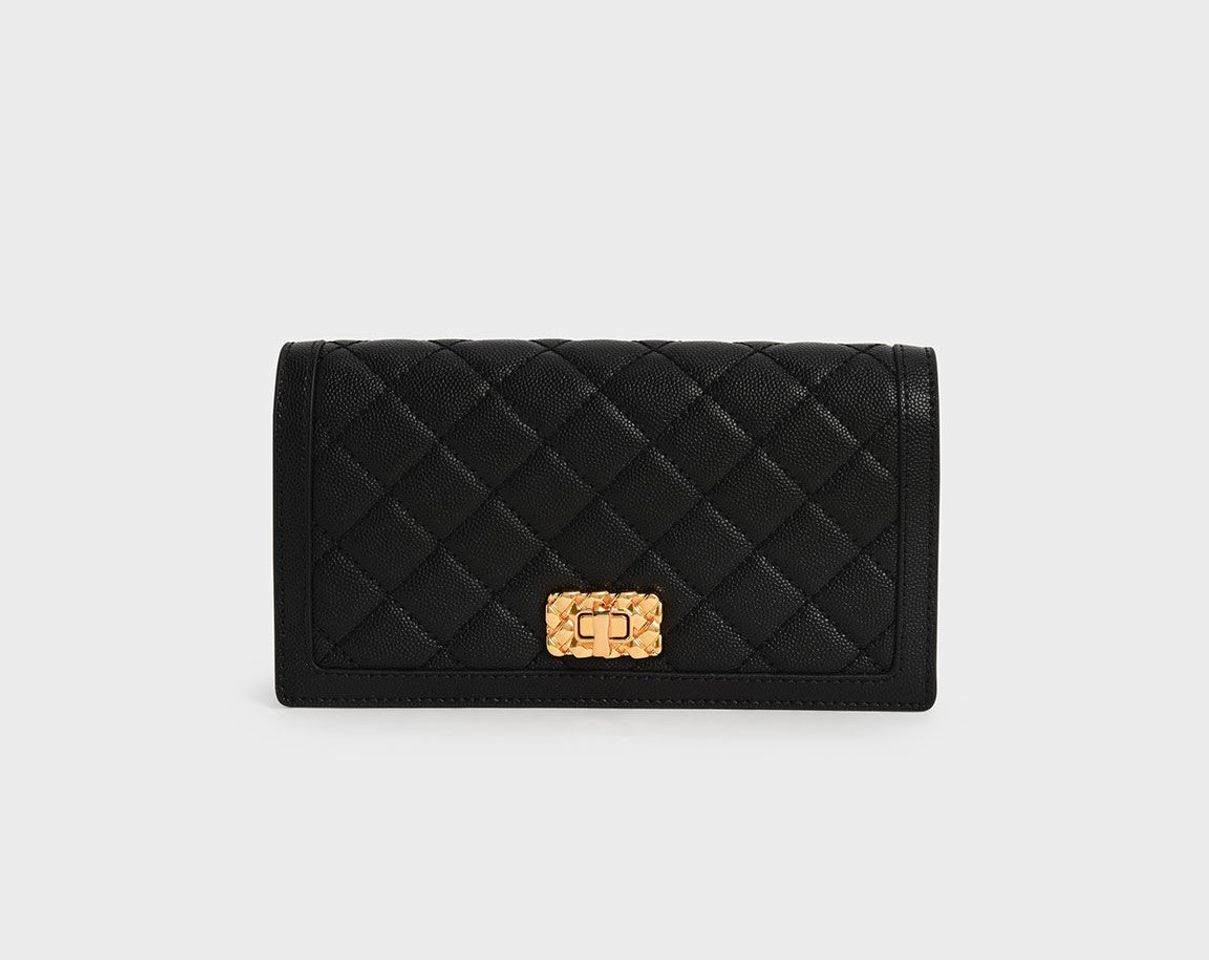 Túi xách Charles & Keith Micaela Quilted Phone Pouch - Black