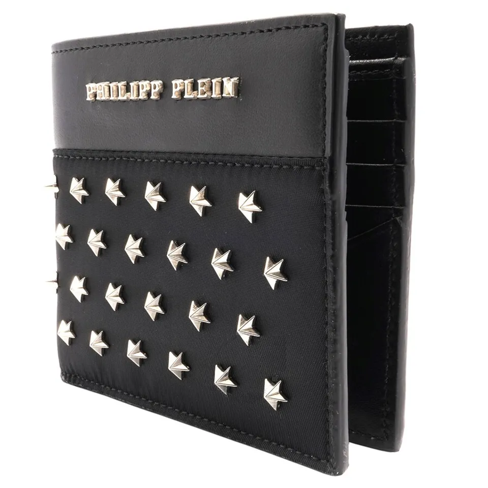 Ví da nam Philipp Plein Star Studs French Wallet In Black