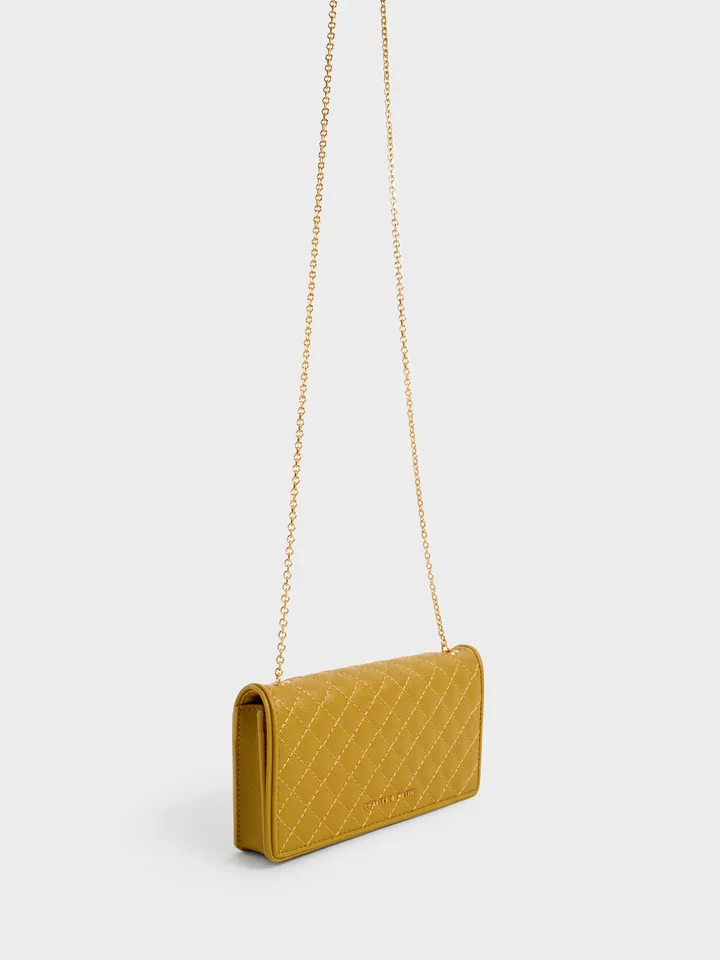 Túi đeo chéo Charles & Keith Quilted Pouch - Mustard