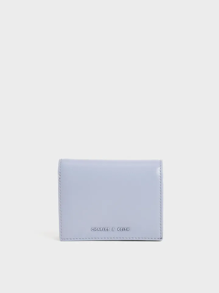 Ví nữ Charles & Keith Snap Button Mini Short Wallet CK6-10680910 Light Blue