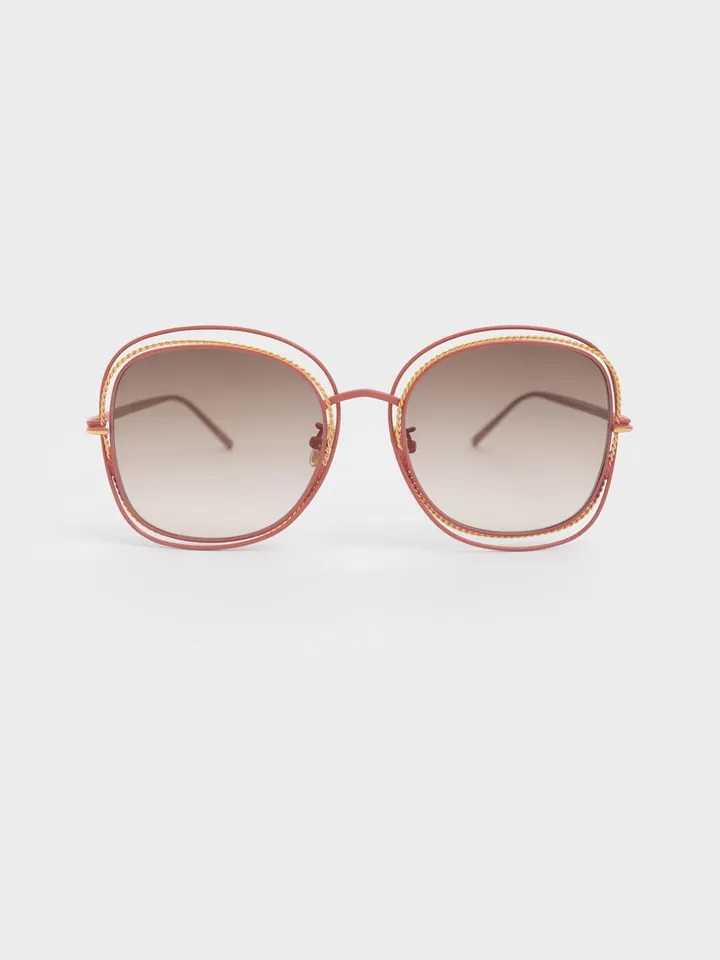 Kính mát Cut-Out Frame Metallic-Rimmed Butterfly Sunglasses CK3-71280496 Pink
