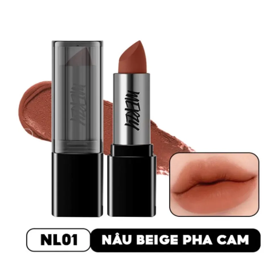 Son thỏi lì Merzy Noir In The Lipstick, NL01