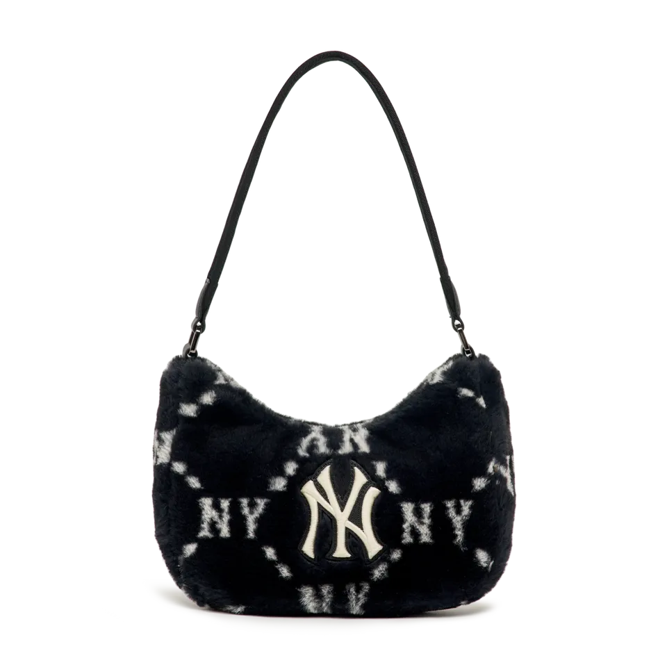 Túi MLB Diamond Monogram Fur Hobo Bag New York Yankees 3ABQS0826-50BKS