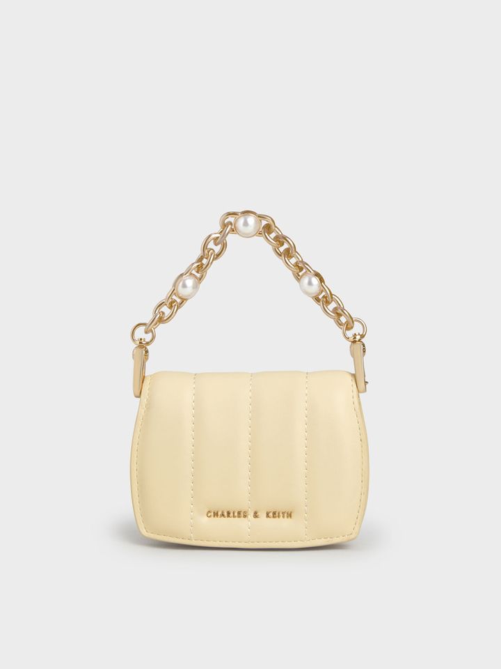 Túi nữ mini Charles & Keith Chain Handle Vanity Pouch CK6-30681004 Butter