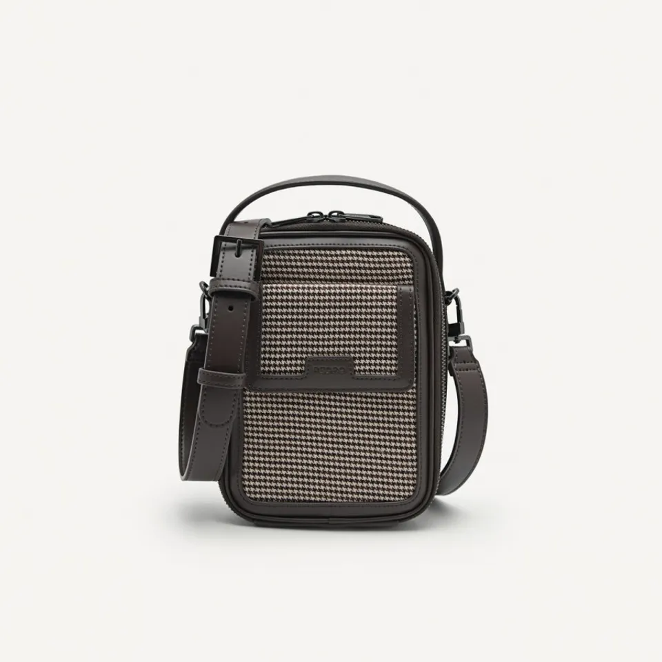Túi Pedro Dark Brown Synthetic Leather Zipper Sling Bag PM2-26320161