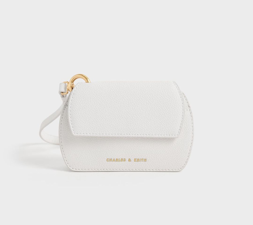 Ví nữ Charles & Keith Selby Front Flap Curved Wristlet - White